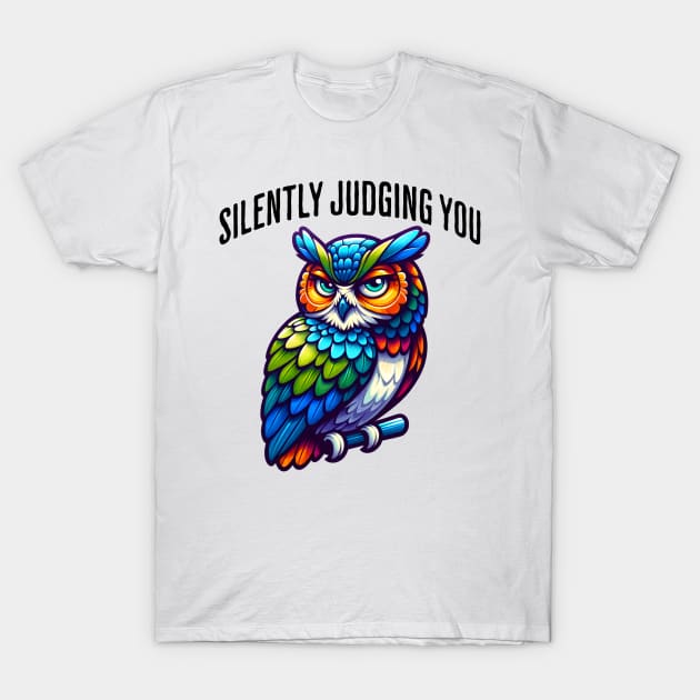 Silently Judging You funny side-eye owl design T-Shirt by Luxinda
